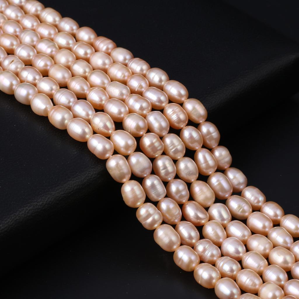 1String, Light Orange Natural Freshwater Pearls, Handmade Rice Pearl Beads, 5-6 Mm, for DIY Necklace Accessories, Jewelry Making, Women Gift, 36 Cm