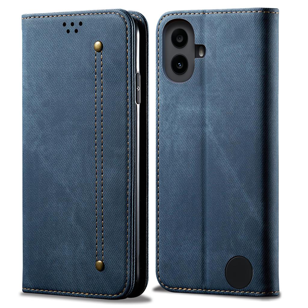 For Nothing CMF Phone 1 Case Jeans Cloth Texture Anti-Scratch Leather Stand Phone Cover