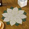 Christmas Table Placemats for Dining Floral Leaf Placemat Table, Decorative Polyester Fabric Round Mats Home with Festive Leaves Design Party