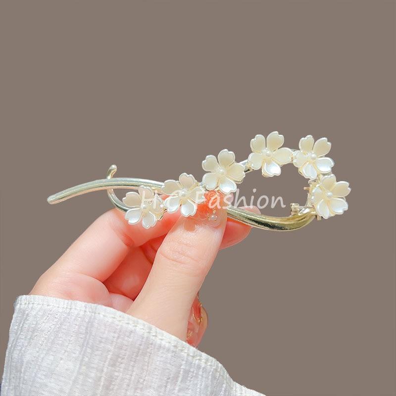 Trendy Personal Flower Hairpins Women Pearl Hair Clips Accessories Temperamental Alloy Hair Accessories