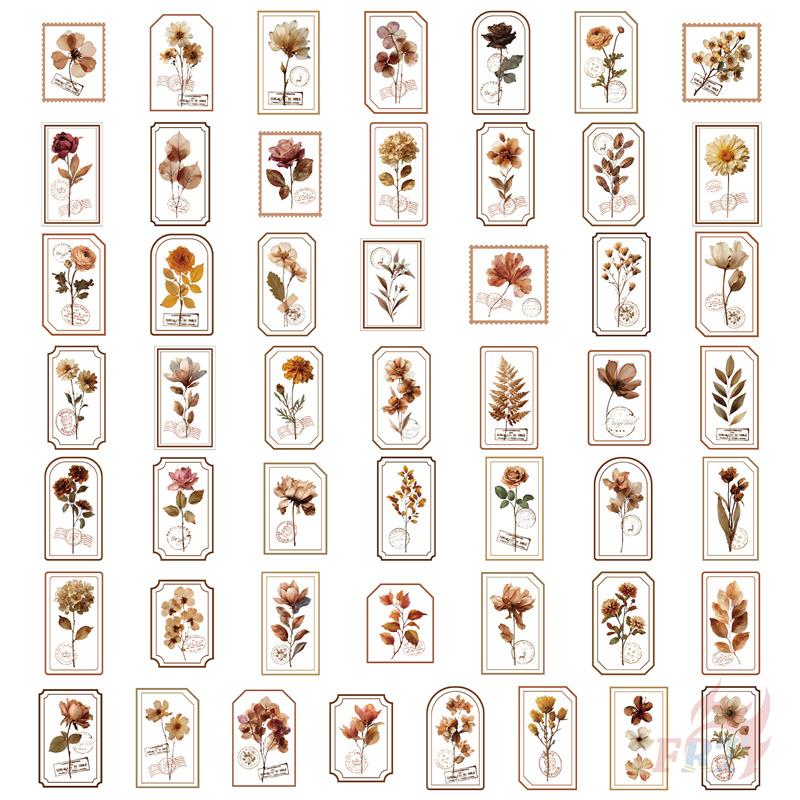 50 шт./набор Ретро Цветочные Марки Серия 01 ПЭТ Наклейки Водонепроницаемые DIY Модные Наклейки-Дудлы