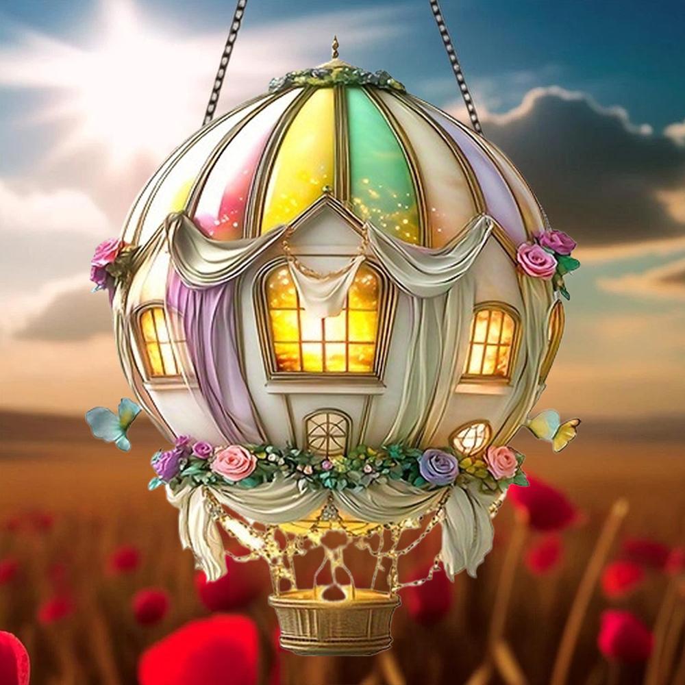 Hot Air Balloon Sun Catcher, Floral Window Perfect Day Choice Decoration, Ideal Romantic Valent A8X5