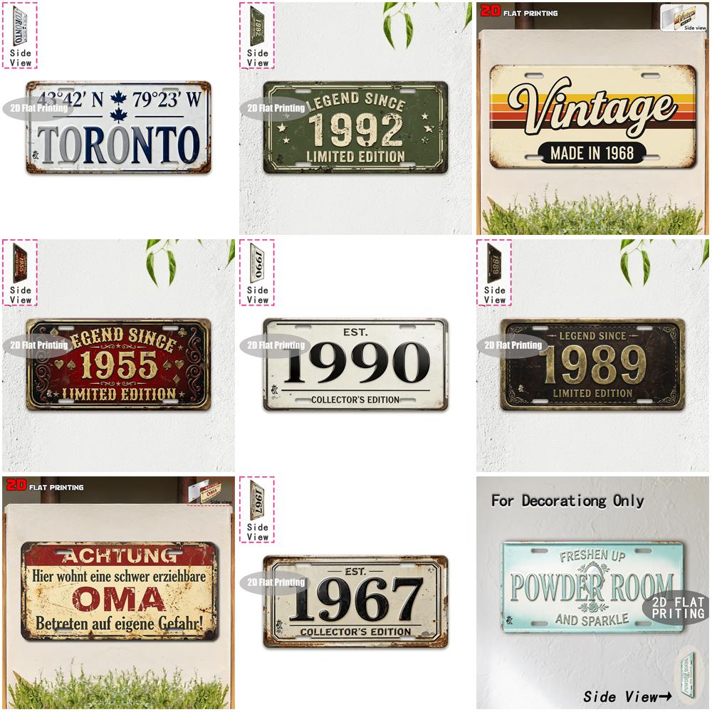 Retro Coordinate City Year Slogan License Plate Metal Tin Sign Vintage Wall Decor For Bar Cafe Home Garden