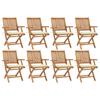 Foldable Garden Chairs with Cushions 8 pcs Solid Teak Wood