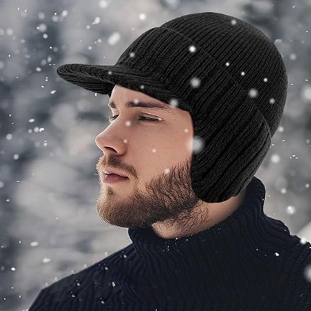 Windproof Ear Protector Cap Warm Knitted Peaked Hat Newsboy Hats Baseball Knitted Cap Winter