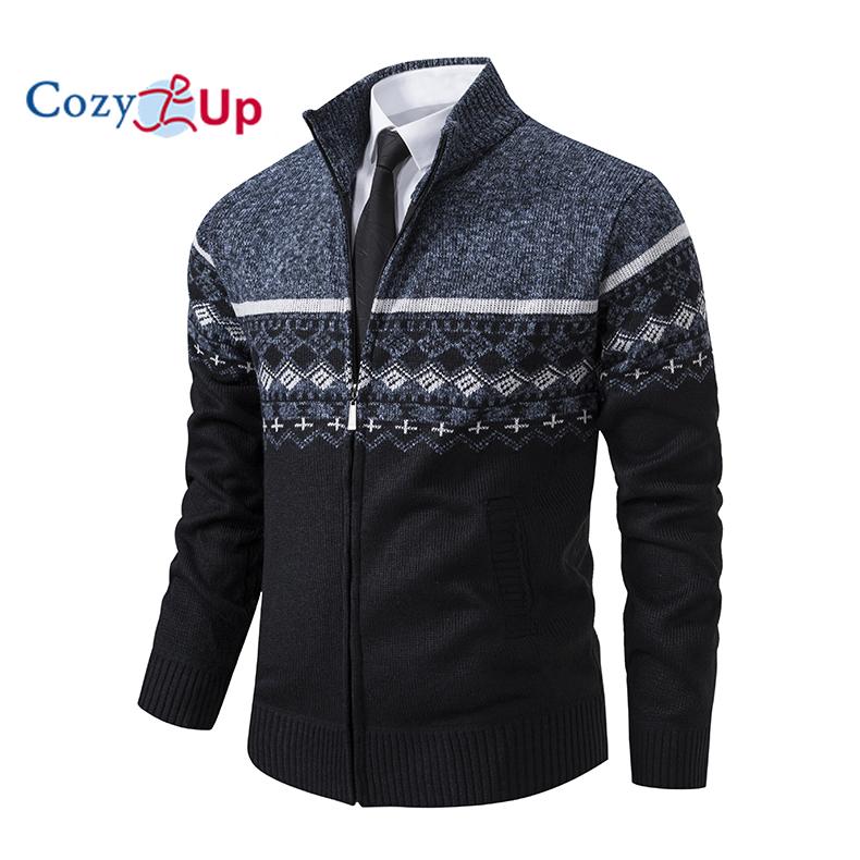 Cozy Up Herbst und Winter Neue Pullover Herren Strickjacke Jacke Fleece Verdickte Farbe Pullover Mode Herren Lose Jacke