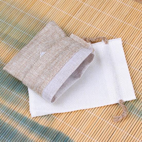 10Pcs Imitation Linen Present Wrapping Bag with Drawstring Anti-deformed New Year Candy Pouch for Party