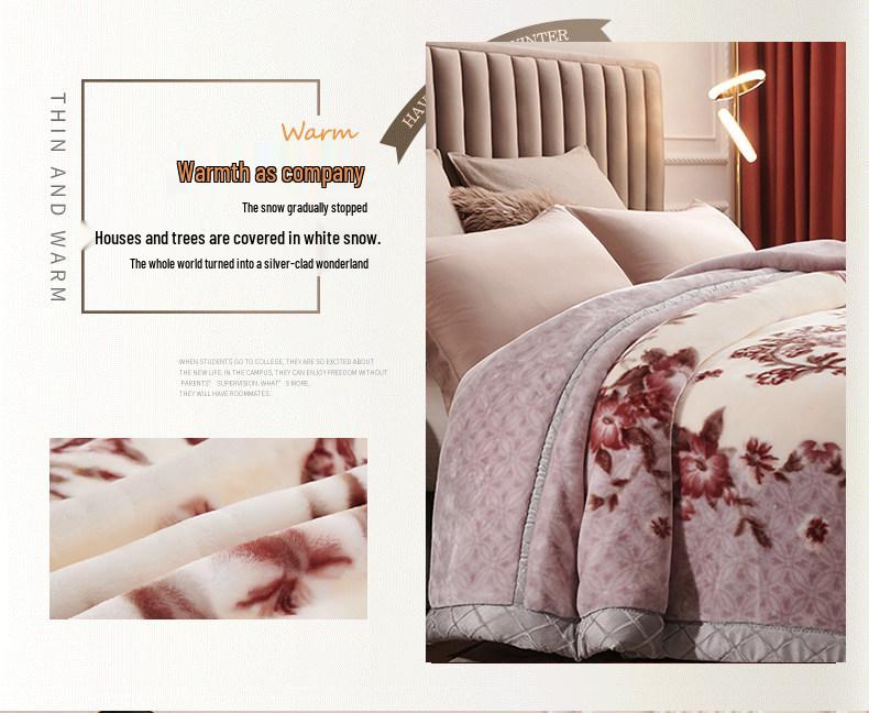 Raschel Plush Thickened Autumn/Winter Blanket - Warm Coral Fleece Quilt for Dorms & Beds