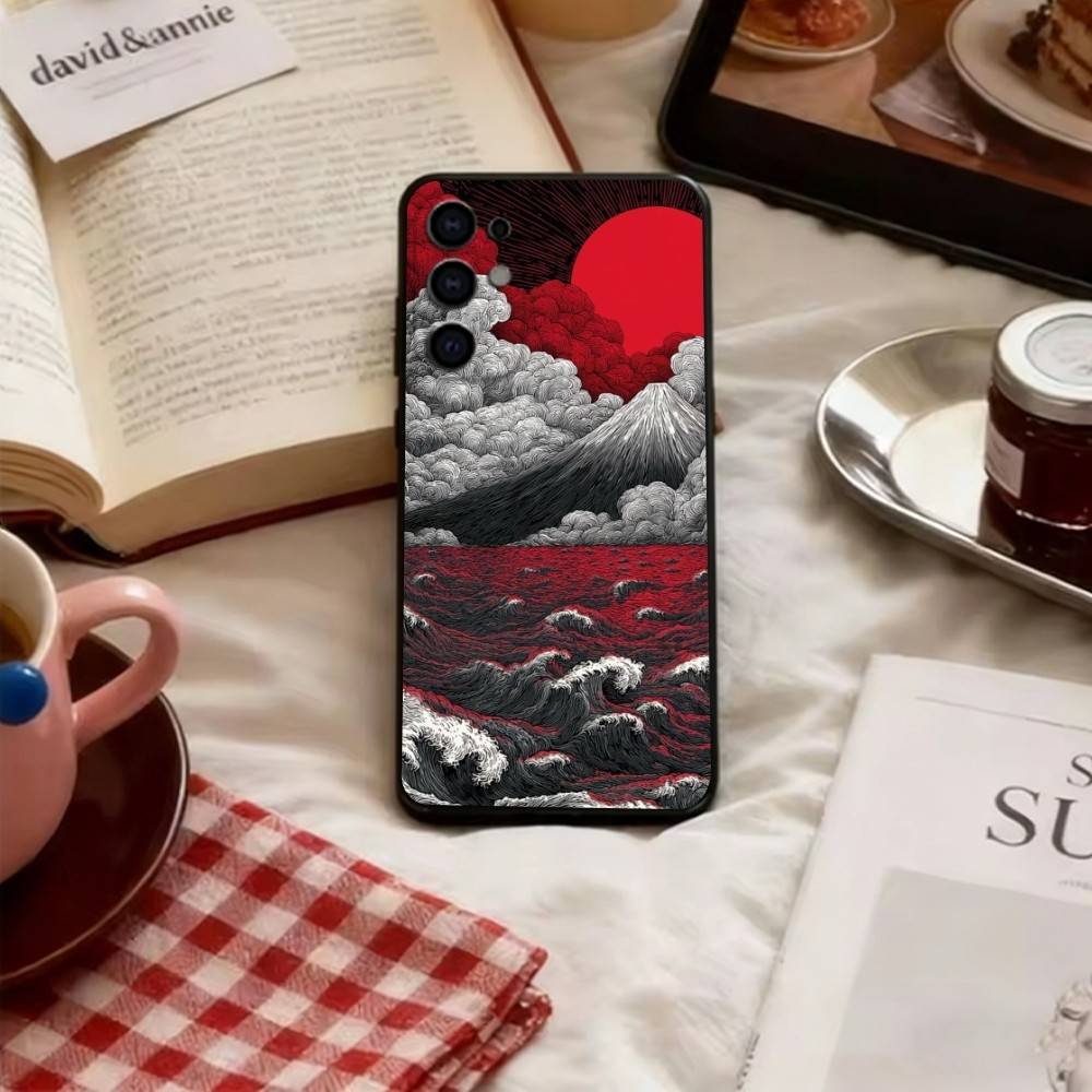 Great Wave Kanagawa Anime Phone Case For Samsung S25,S24,S21,S22,S23,S30,Ultra,S20,Plus,Fe,Soft Silicone Black Cover