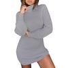 Knitted Turtleneck Midi Bodycon Dress Autumn Winter Women Casual Long Sleeve Plus Size Dresses