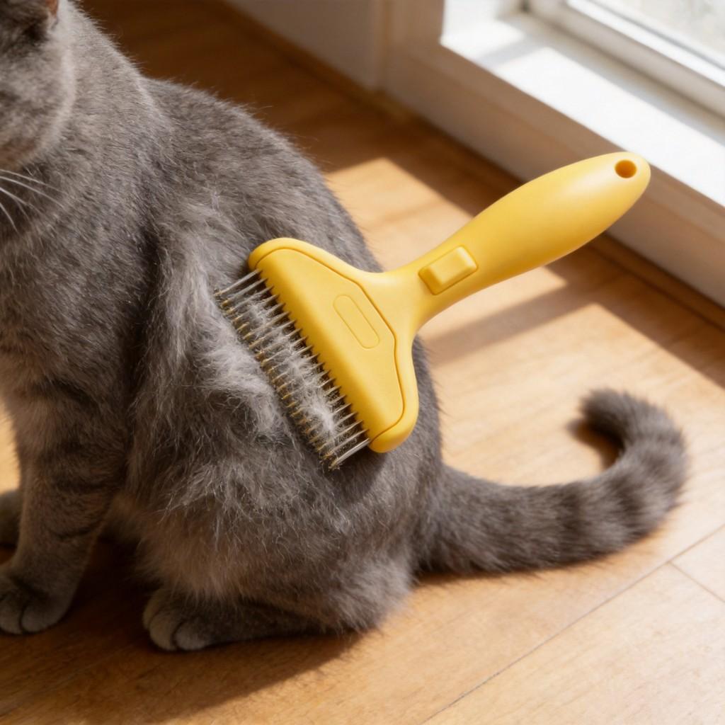 Pet Grooming Brush Abs Material With Easy Fur Removal For Cats And Dogs With Hair Loss Prevention