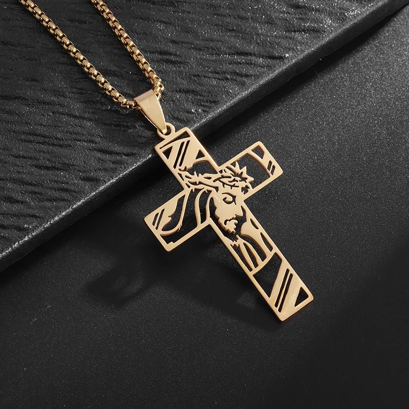 Personality Creative Design Religious Jesus Christ Cross Pendant Amulet Simple Men's and Women's Necklace
