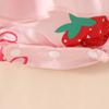 2025 Summer Newborn Ruffle Dress with Lantern Sleeves, Strawberry Butterfly Pattern, and Snap Closure.