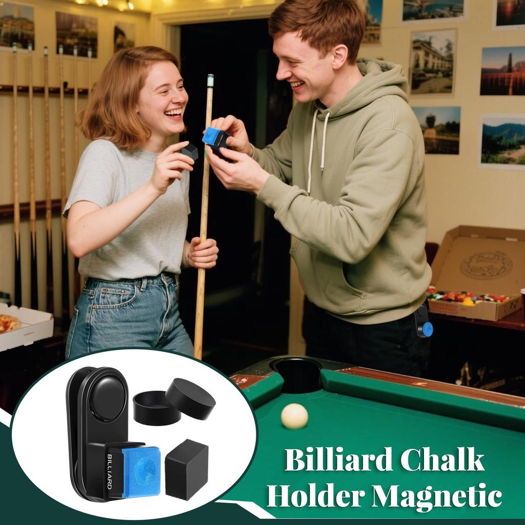 Magnetic Billiard Chalk Holder for Pool Cues, Strong Grip Chalker for Home Bar & Game Room, Billiards Accessory Gift for Players
