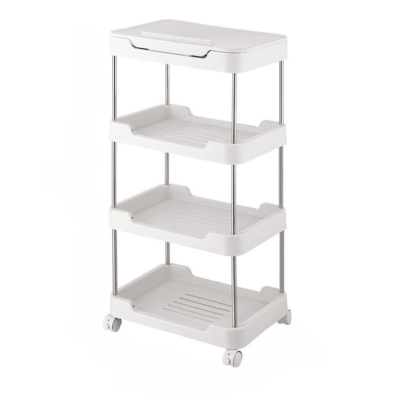 1 Stück 3/4-stöckiger Regalwagen mit Deckel zur Aufbewahrung, Wagen-Organizer für Schlafzimmer, Badezimmer, Kinderzimmer, Waschküche
