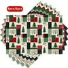 4/ 6pcs Plaid Polka-Dot Pine Tree Fruit Star Christmas Placemats, 12x18 Inch Washable Table Mats for Kitchen Dining Home Party Decor