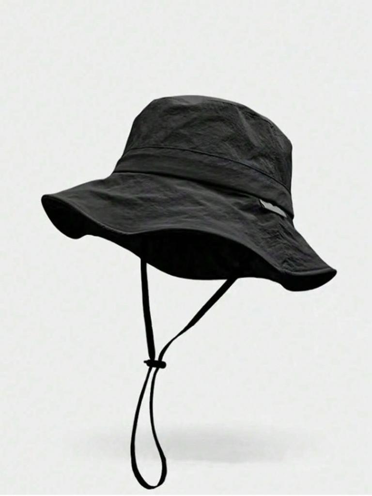 Outdoor Hiking Unisex Lightweight Waterproof Foldable Wide Brim Bucket Hat With Drawstring (Drawstring Color Sent Randomly)