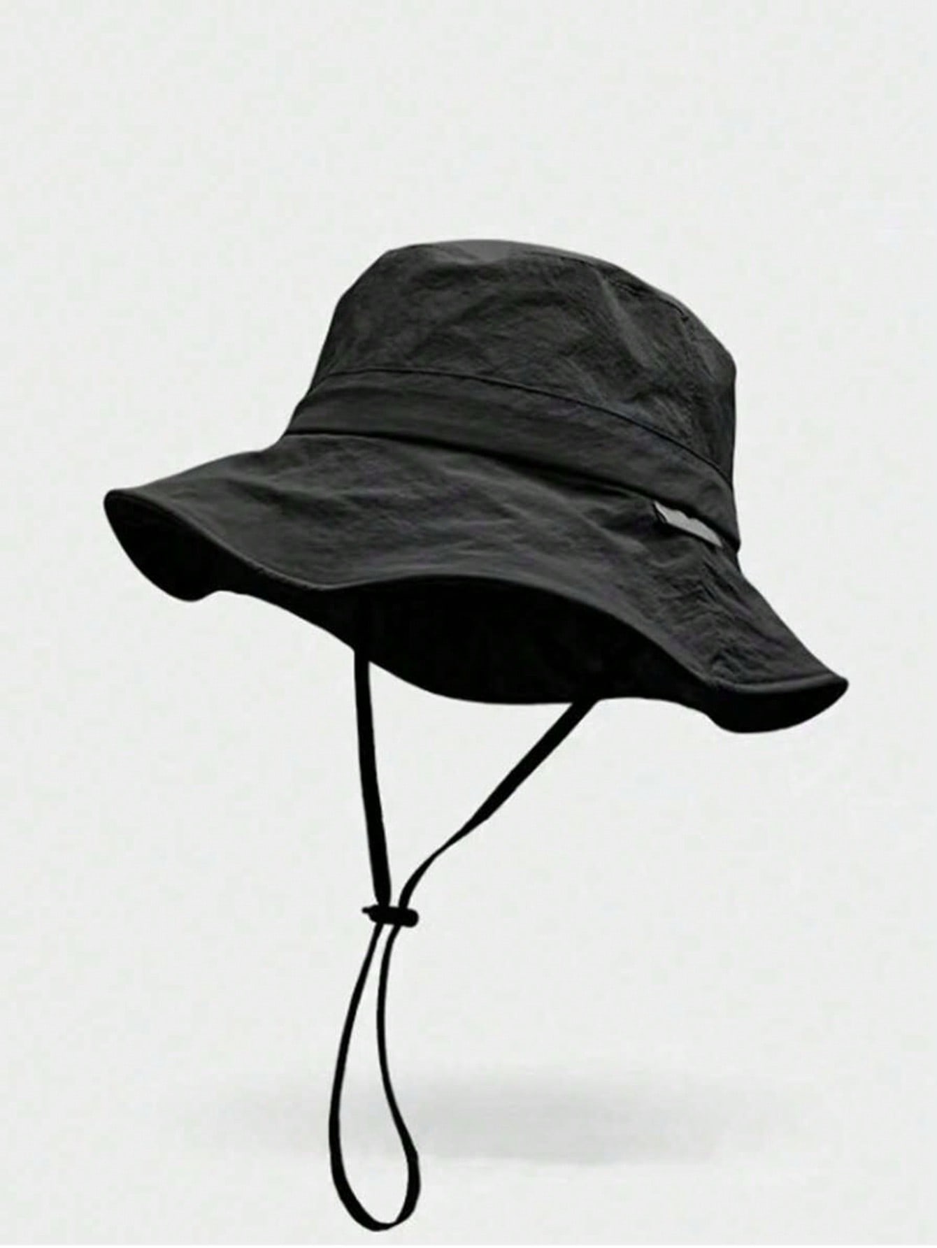 

Outdoor Hiking Unisex Lightweight Waterproof Foldable Wide Brim Bucket Hat With Drawstring (Drawstring Color Sent Randomly) чорний
