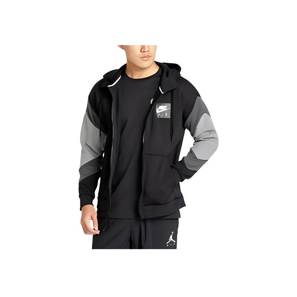 Nike Air Fleece-Hoodie mit durchgehendem Reißverschluss und Logoprint für Herren Jacken Schwarz CD9223-010