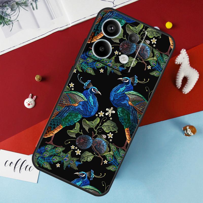 Bird Peacock Feather Case For Xiaomi Redmi Note 14 12 11 10 13 Pro 15 Pro Plus Redmi 15 14C 10C 12C 13C 15C Cover