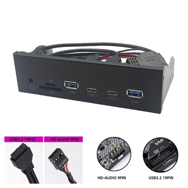 Fast Speed USB3.2 Gen1 Optical Drive Bay Panel Featuring Double Type C And 3.5mm Auditory Port for Desktop 5.25inch Bay