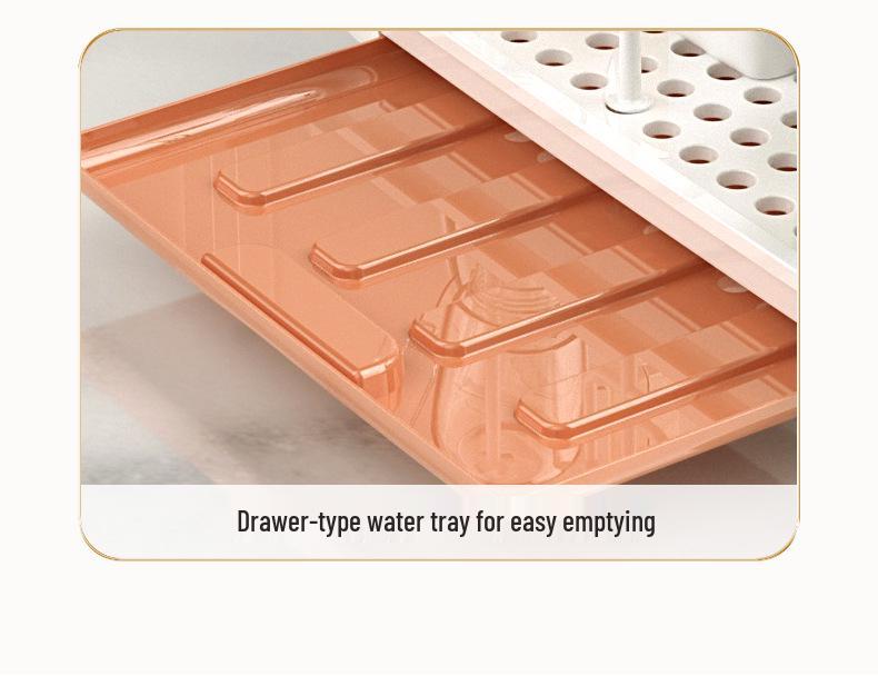 Portable Dustproof Teacup Holder & Drain Tray Rack for Home Use