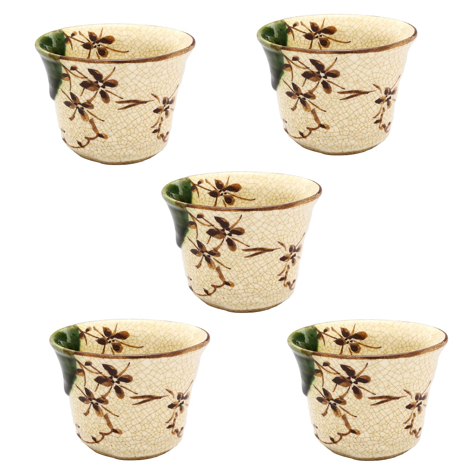 

Seto ware Hanatsuta Oribe Senchawan Sobachoko and Sobachoko approximately 9cm Made in product code Kato Rokubei design (rice bowl), (soba cup),