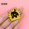 Anti-rust Brooch Pin Zinc Alloy Pin, Cartoon Black Cat Shape Lapel Baking Paint Wear-resistant Animal Badge with Stable Buckle Pins for Clothes