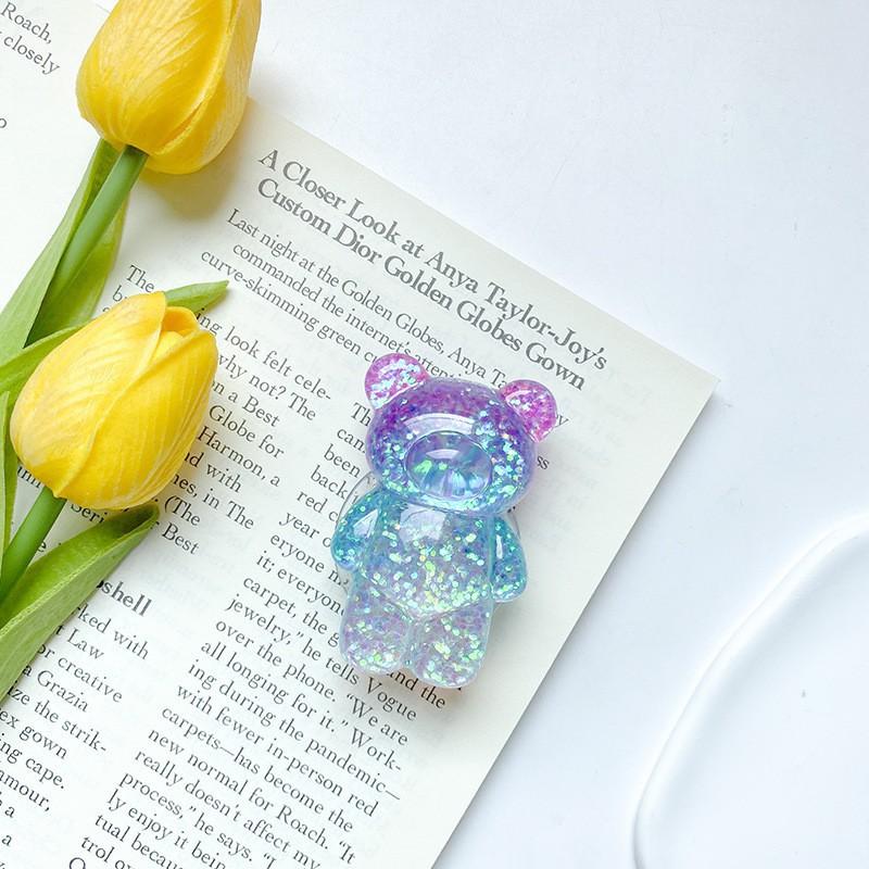 Bear Mobile Phone Airbag Holder Small Fresh Air Glitter Cushion Stable Portable Drama Watching Tool Support Ins