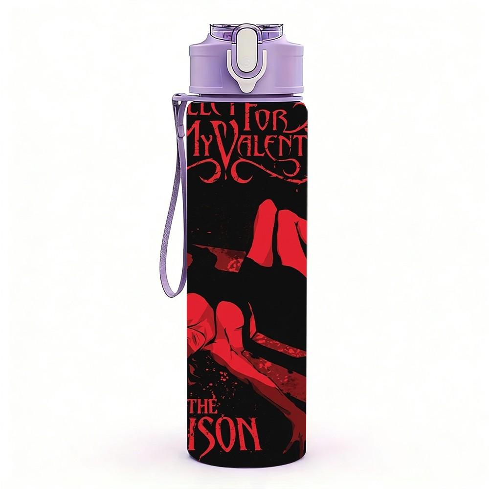 1PC Poison Red Band 750ml sports water bottle leakproof straw lid outdoor office home