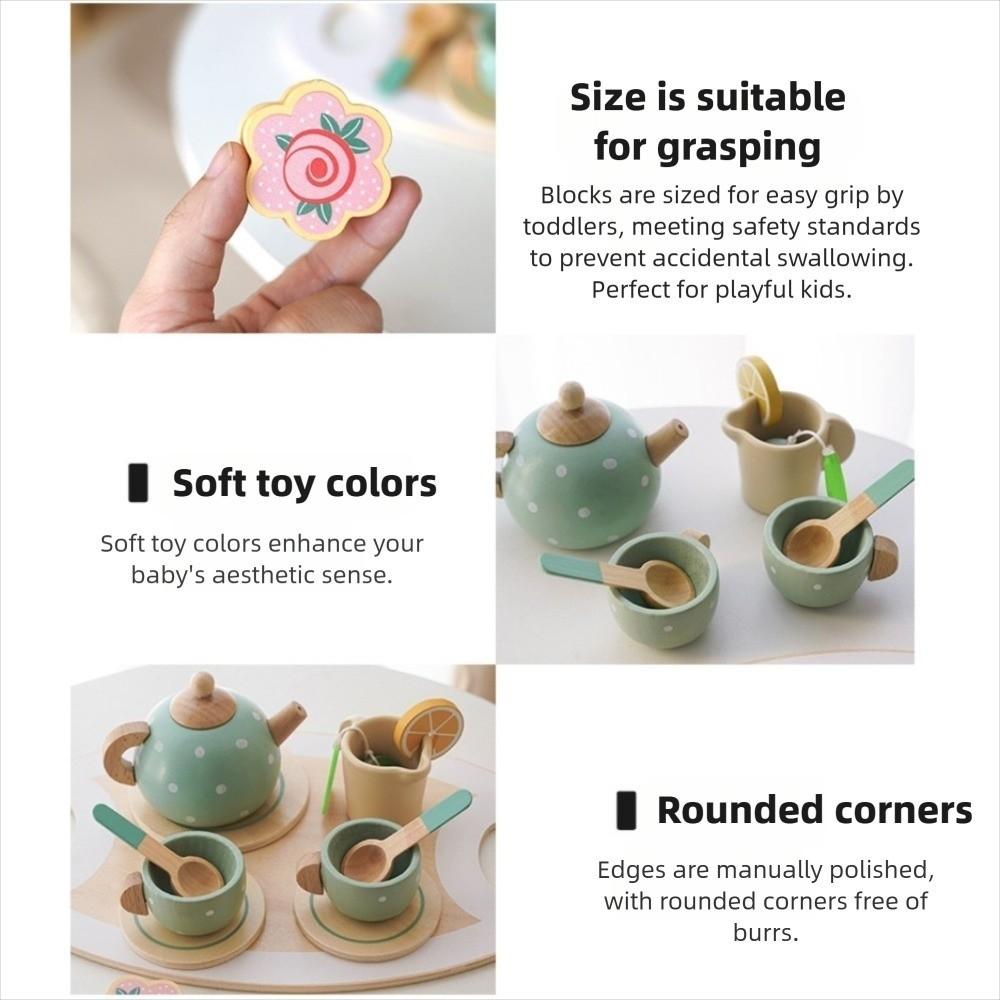 Food Learning Wooden Afternoon Tea Toy Role Play Game Pretend Play Kitchen Toys Set  for Friend