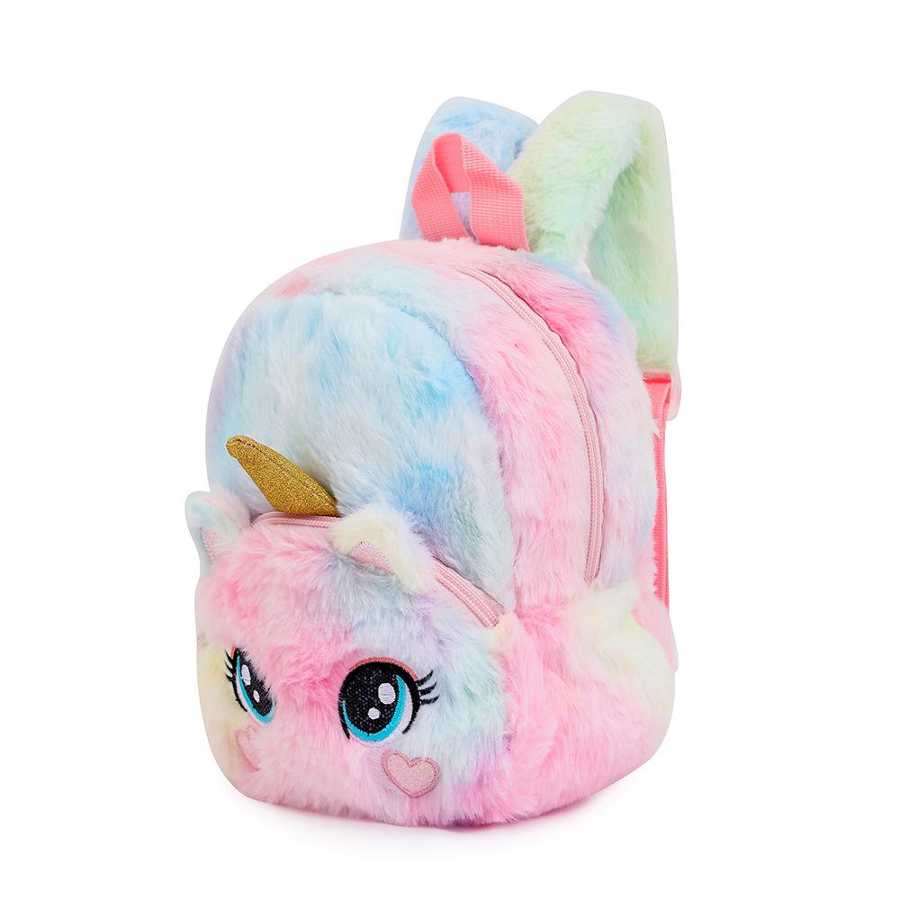 Cartoon Unicorn Plush Backpack with Big Eyes for Little Girls