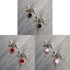 Natural Moon Long Chain Drop Earrings With Geometric Alloy Design For Fashionable Women