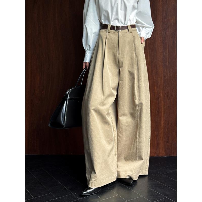 

Tachibana, Early Spring New Retro Casual Pants New Wide-leg Pants Loose Trousers High Waist Casual L хакі