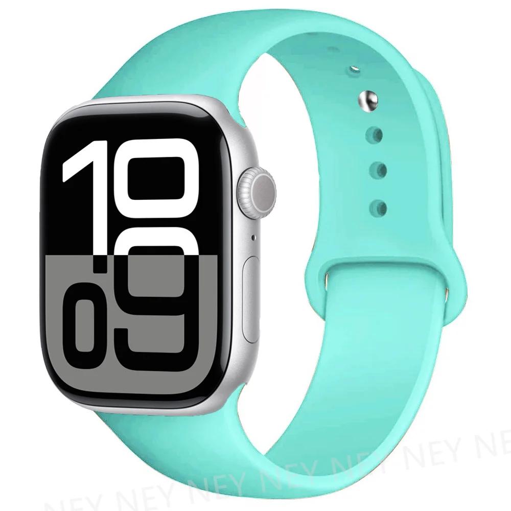 Silicone Band For Apple Watch Straps Ultra 2 49mm 45mm 44-40mm 41mm Sport Bracelet Apple Watch Series 10 42mm-46mm 8 7 6 5 SE 9