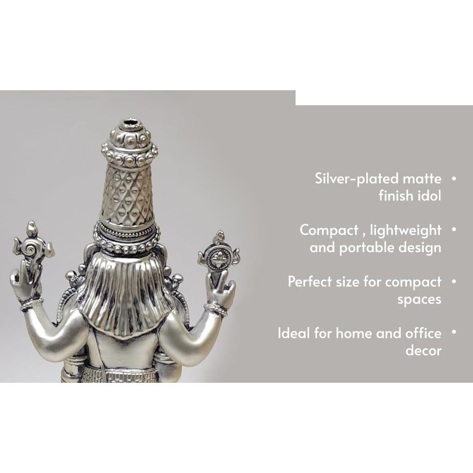 Lord Tirupati Balaji Kamal Silver Plated Idol for Car Dashboard | Lord Venkateswara Swamy for Diwali Decor