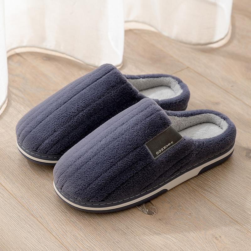 

Winter Women Home Slippers Plush Warm Thick Bottom Slides Breathable Comfortable Non-slip Slippers Indoor Outdoor Men Casual Slippers 50-51 темно-синий