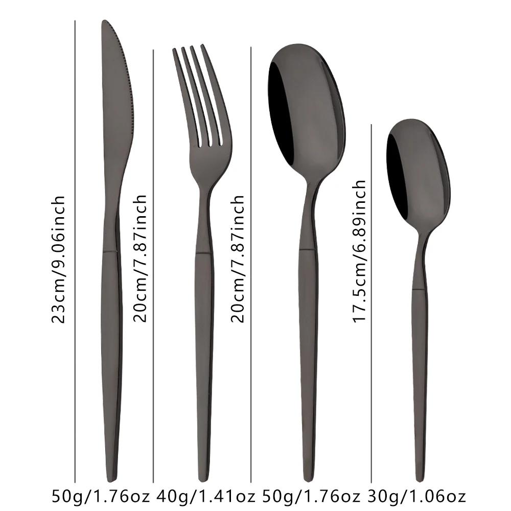 24Pcs Black Gold Dinnerware Set Stainless Steel Cutlery Set Fork Knife Coffee Spoon Tableware Silverware Kitchen Flatware Set