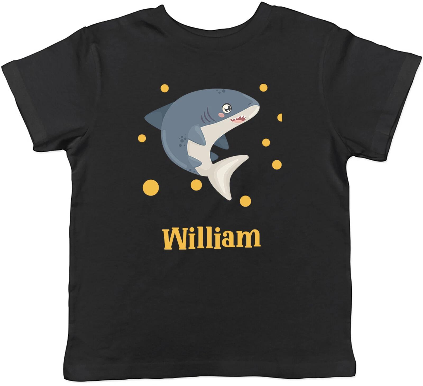 Personalised Shark Kids T-Shirt Any Name Ocean Sea Beach Childrens Boy Girl Gift 100