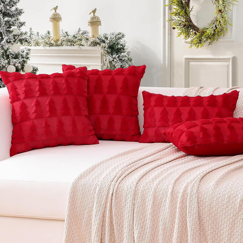 Christmas Tree Pillow Cover Christmas Plush Festive Home Decoration Sofa Cushion Pillowcase