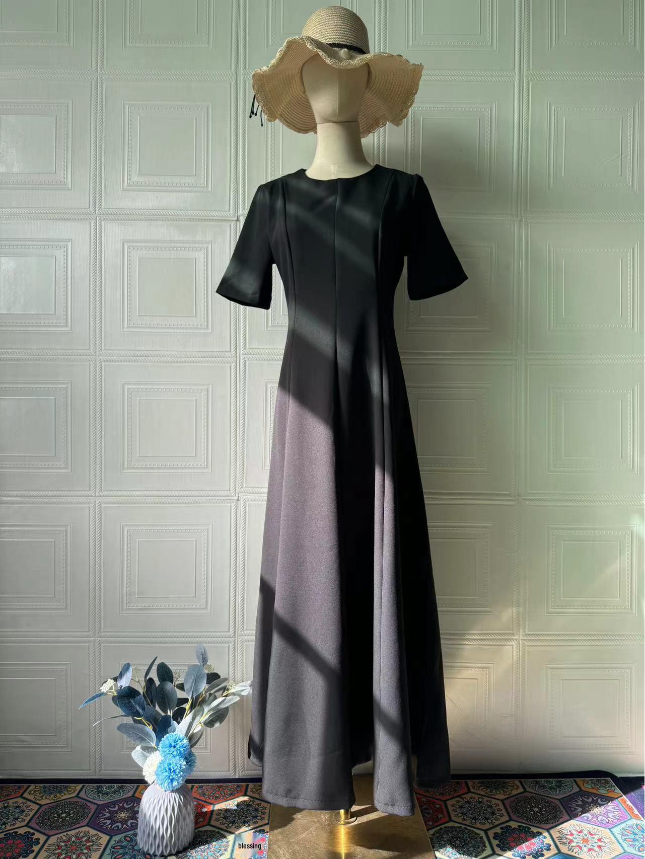 

2025 European & American Elegant Waist-Cinched High-Quality Little Black Dress M чорний
