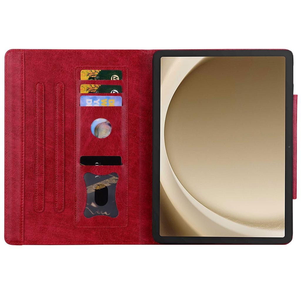 Applicable To Samsung Tab S10FE + Tablet Leather Case, Solid Color Business Leather Pattern Card Holder Anti-drop Case S11