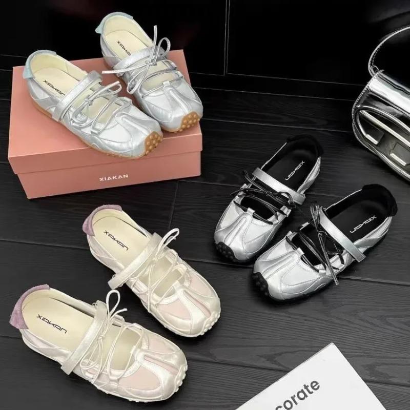 Women's Flat Bottom Mary Jane Shoes Butterfly Knot Ballet Style Sport Casual Sandals Hollow out Strap Design Summer Shoes
