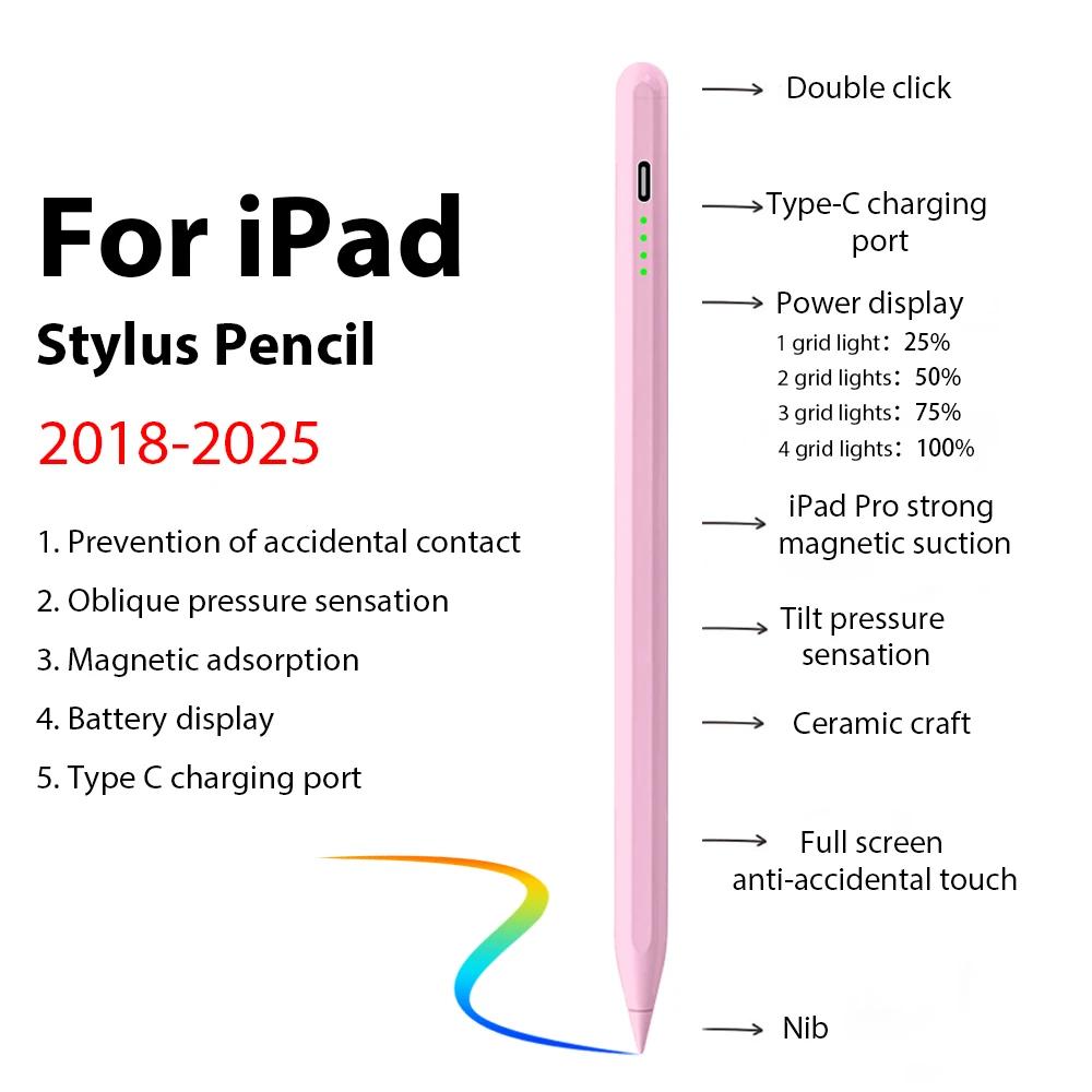 For Pencil Stylus For iPad A16 Air 11 5 4 Pro 11th 13 12.9 M4 M3 M2 Pens 10 9 10th 9th Generation Mini 7 6 Touch Pen