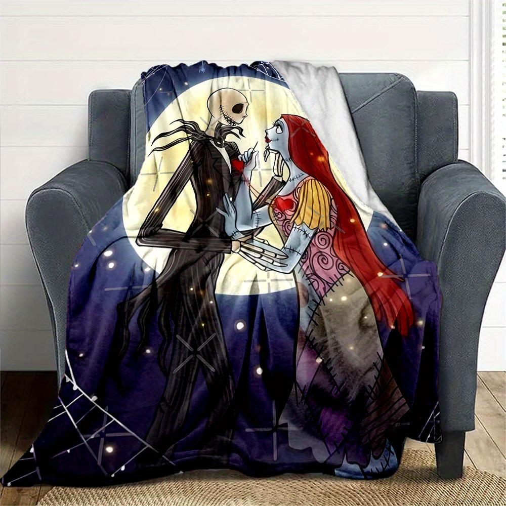 1pc, Disney Jack Skellington and Sally Blanket Seasonal Universal Home Decorative Throw Blanket, Living Room, Travel, Camping, Car Blankets