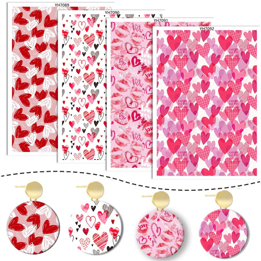 4Pcs Clay Transfer Paper Pottery Underglaze Heart Paper Water Soluble Transfer Sheets for Clay Earring Jewelry Making