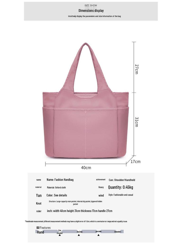 Women's Oxford Cloth Multi-Pocket Handbag - Casual, Large Capacity, Waterproof, Portable, Single Shoulder Travel Bag