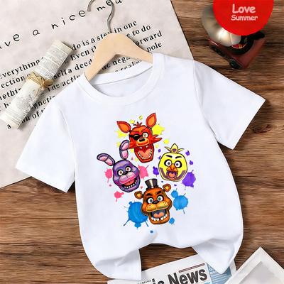 Jungen Mädchen Kurzarm T-Shirt 4 bis 14 Jahre FNAF Bei Freddys T-Shirts für Kinder Humor T-Shirt Rundhals T-Shirts Oberteile