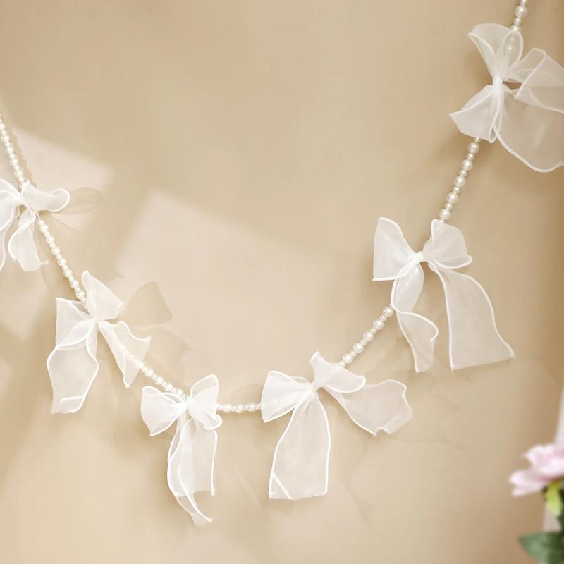 

1шт. жемчужные подвесные флаги, украшение для домашнего творчества, бабочка, узел, подвесные флаги, белые настенные флаги, принадлежности для вечеринок, 6 шт. бантов