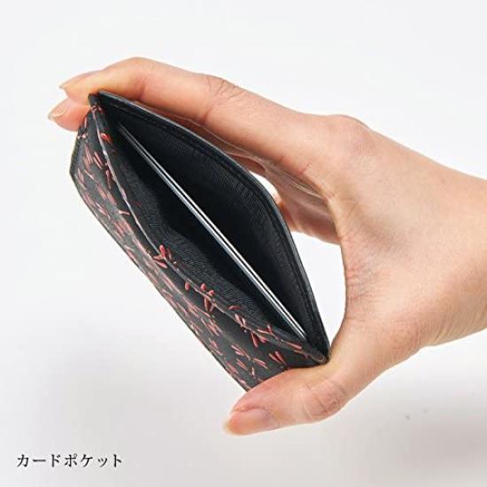 Inden Yushichi Uehara Genuine Leather with Card Coin Purse with Four Sides Model Number Red Background X White Grape Genuine Made In Japan [INDEN-YA]